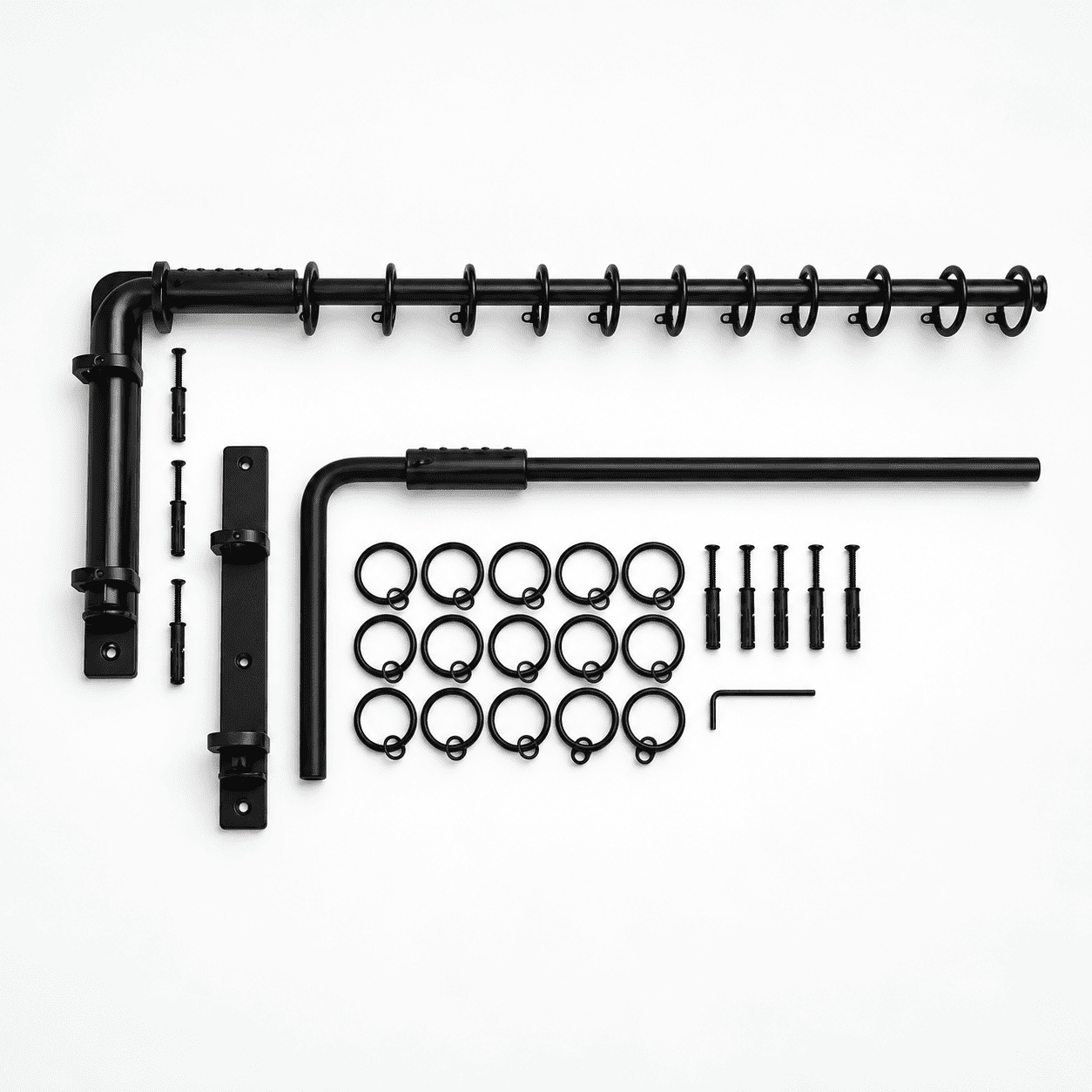  Iron Metal Swinging Door Curtain Pole Rod Crane Drapery Arm Portiere Rods in Black 